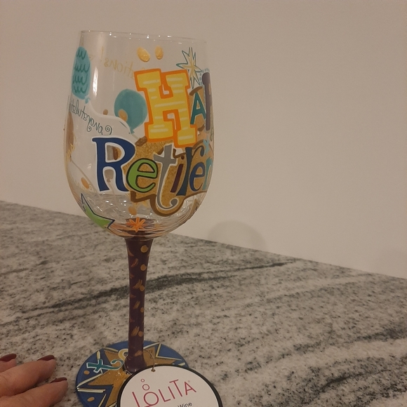 nwt LOLITA Happy Retirement Painted Wine Glass Gift - Picture 6 of 12